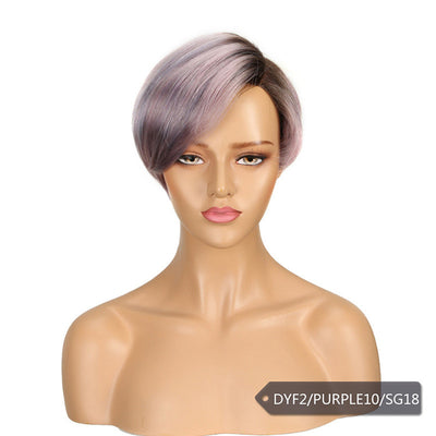 Peluca Corta de Cabello Natural Tejida a Mano con Encaje Frontal - Image 11