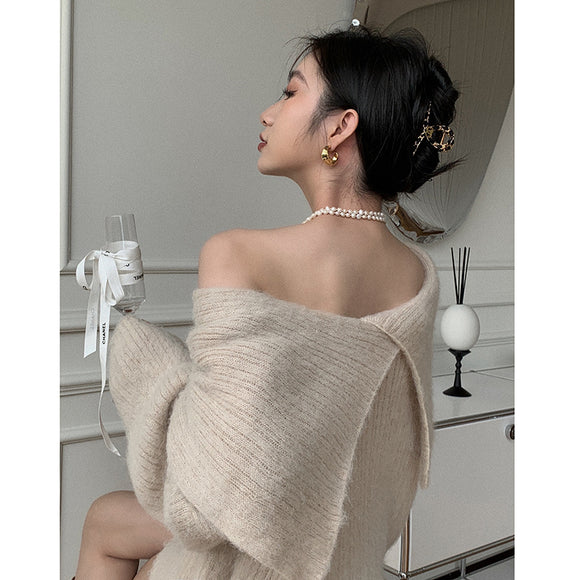 Suéter Holgado de Mohair con Hombros Descubiertos