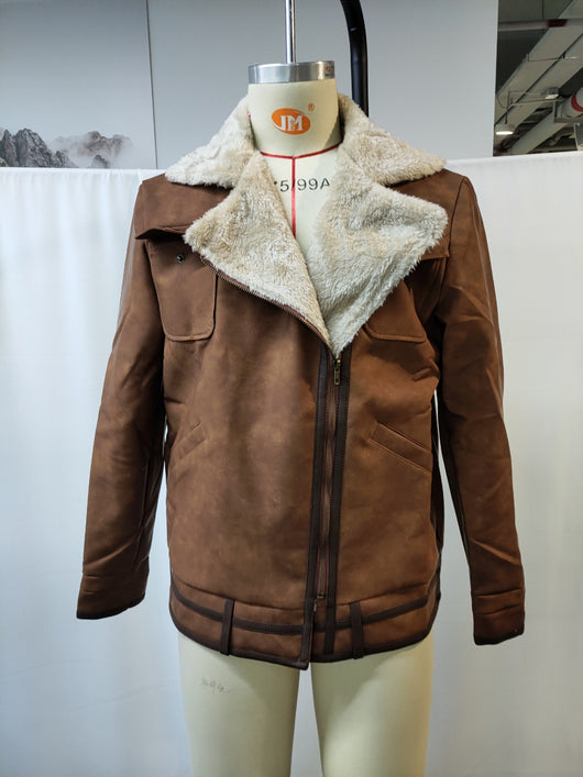 Chaqueta Casual Retro de Gamuza Marrón para Hombre - Otoño e Invierno - Image 7