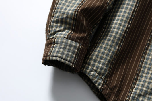Camisa Acolchada de Algodón a Rayas con Detalles Desgastados - Image 9