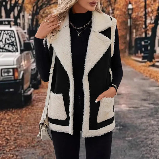 Chaleco de Lana Cordero Compuesto Mujer - Estilo Europeo Otoño Invierno