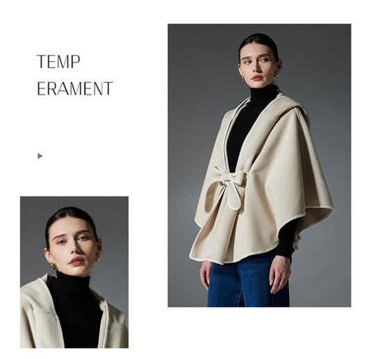 Poncho Capa Hoodie Reversible de Lana Premium Doble Faz - Image 8