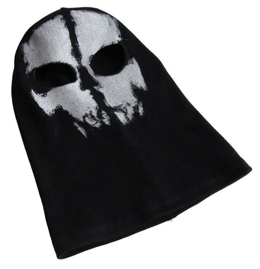 Black balaclava with a white skull face print, featuring dark eye holes, ideal for Halloween or cold weather. - Image 13