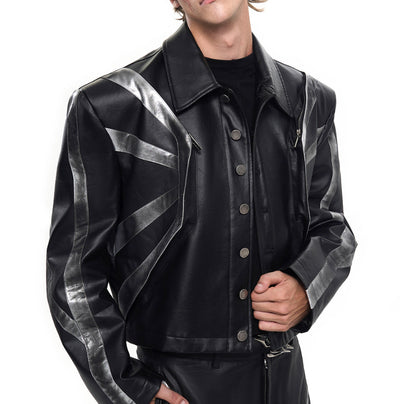 Chaqueta de Cuero Negra Estilo Vintage Desgastado - Image 10