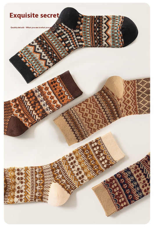 Calcetines Artísticos Étnicos Retro Tubo Medio en Algodón - Image 17