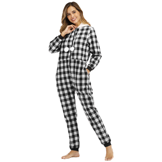 Jumpsuit de Algodón a Cuadros con Capucha para Mujer - Image 10