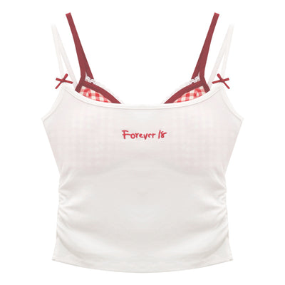 Blusa Corta Blanca con Encaje y Efecto Dos Piezas - Image 5