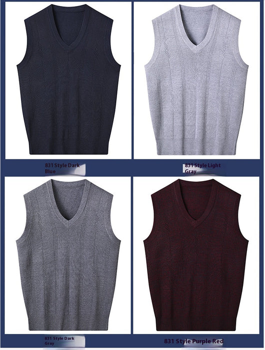 Chaleco Suelto Cuello V para Hombre Maduro - Comodidad Primavera y Otoño - Image 12
