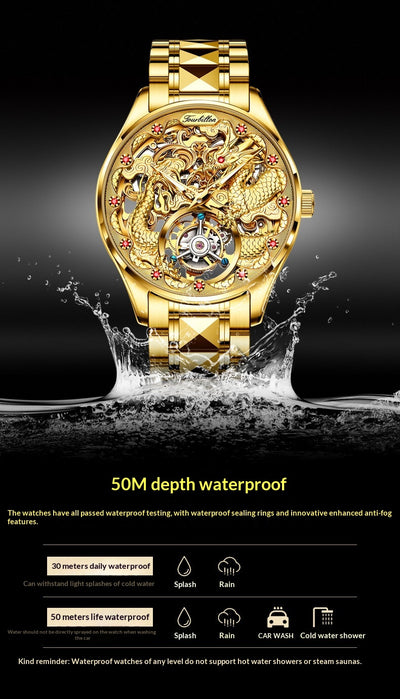 Reloj de Lujo Dorado para Hombre con Tourbillón Resistente al Agua - Image 13