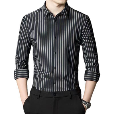 Camisa Elástica Sin Costuras con Rayas para Hombre - Image 15