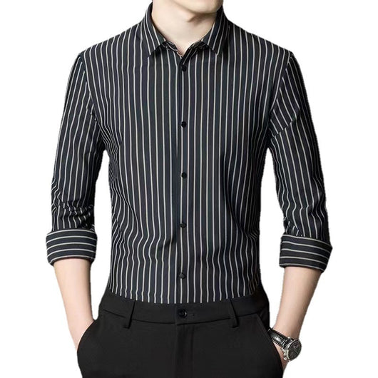 Camisa Elástica Sin Costuras con Rayas para Hombre - Image 15