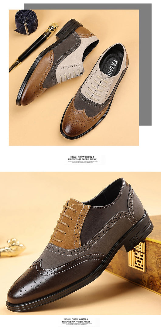 Zapatos de Cuero Brogue Puntiagudos para Hombre Talla Grande - Image 11