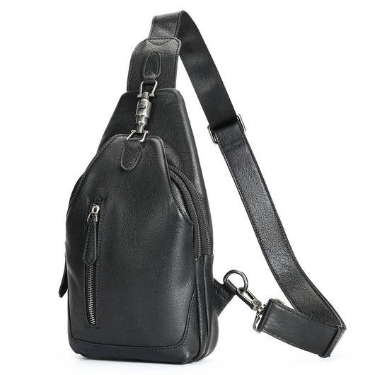 Bolsa de Pecho Ma Pi Cuero Genuino Vintage - Mochila Cruzada Estilo Commuter con Cierre de Candado - Image 5