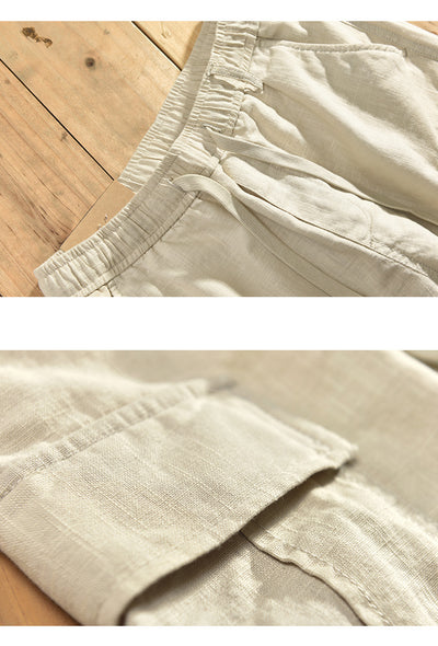 Shorts de Lino Casual para Hombre con Bolsillos y Cordón - Image 14