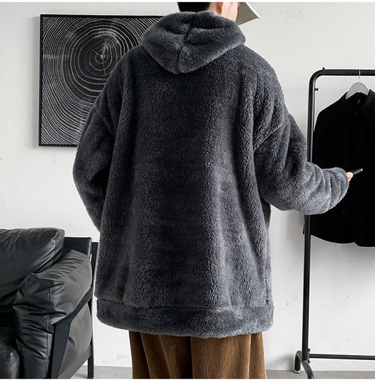Chaqueta de Lana Polar con Capucha en Color Sólido para Hombre - Image 14