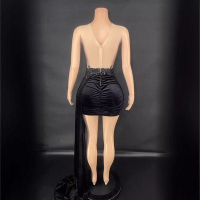 Vestido de Noche Elegante con Cola Lateral para Cantantes y Eventos - Image 4