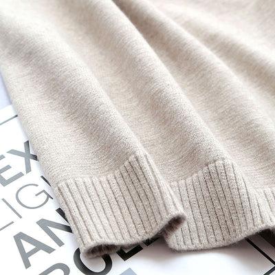 Abrigo Suéter de Temperamento Color Sólido Largo Medio para Mujer - Image 4