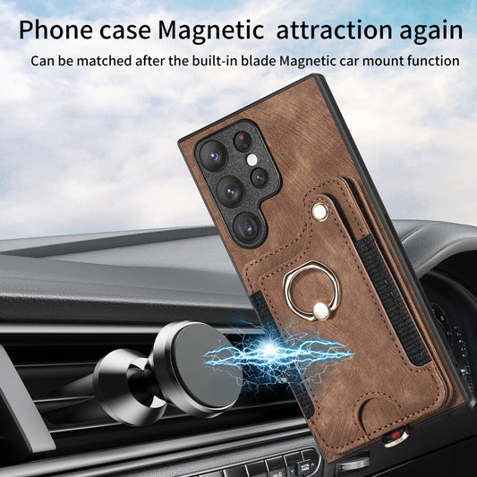 Funda Protectora S25Ultra con Anillo Seguro, Lanyard y Soporte para Tarjetas
