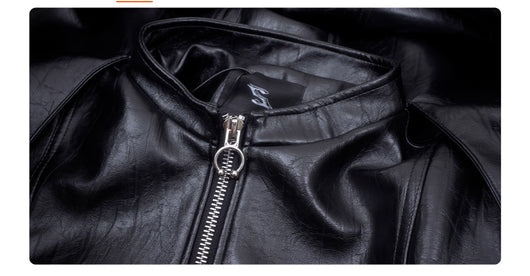 Chaqueta de Cuero para Hombre Rojo Otoño con Costuras Reforzadas - Image 10