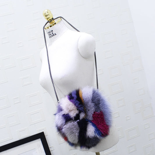 Bolso Redondo de Piel de Zorro - Bandolera Elegante