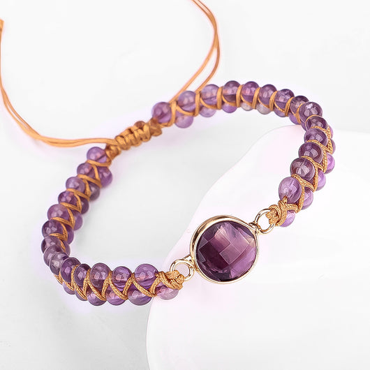 Pulsera Tejida a Mano con Amatista Facetada - Image 5