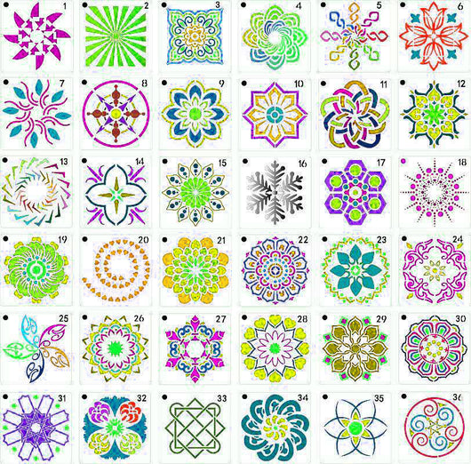 Plantilla de Pintura Mandala 36 Diseños - Estarcido Hueco para Pintura en Spray - Image 7