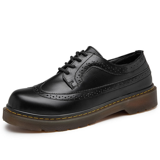Zapatos de Cuero Retro con Plataforma Baja para Hombre