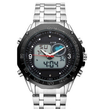 Reloj Deportivo Acero Inoxidable Doble Pantalla Luminosa Resistente al Agua