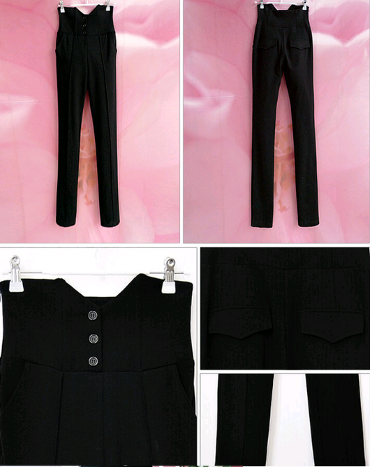 Pantalón Pitillo Negro Cintura Alta Súper Delgado Estilo Coreano - Image 7