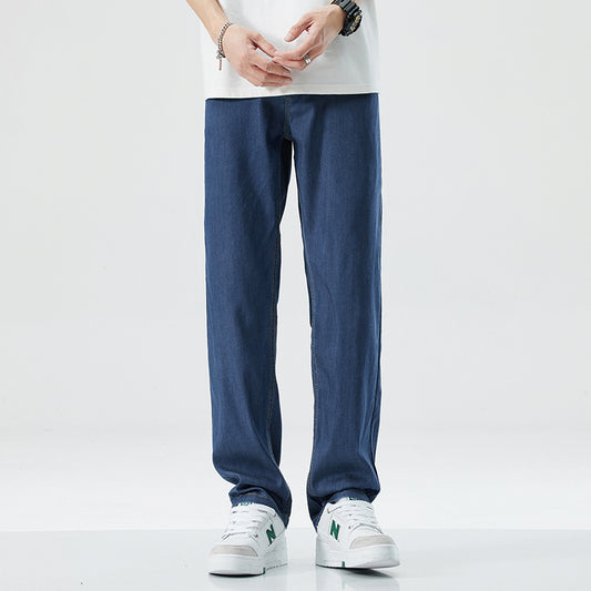 Jeans Rectos Holgados en Seda de Hielo para Hombre