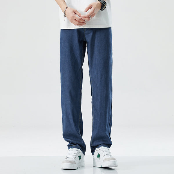 Jeans Rectos Holgados en Seda de Hielo para Hombre