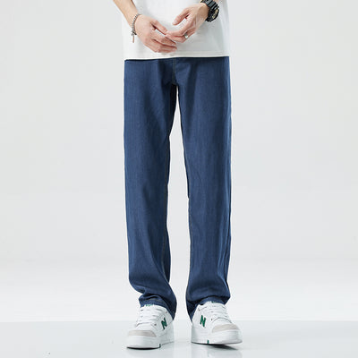 Jeans Rectos Holgados en Seda de Hielo para Hombre
