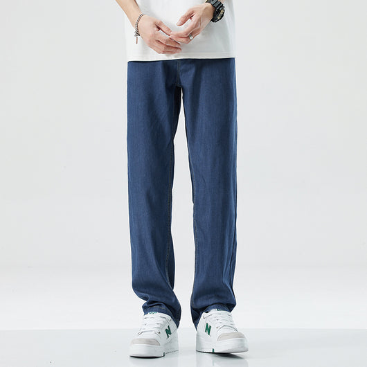 Jeans Rectos Holgados en Seda de Hielo para Hombre