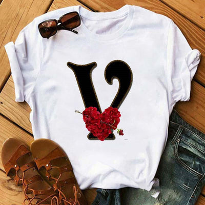 Playera Casual Estampado Alfabeto Inglés Rosa para Estudiantes - Image 23