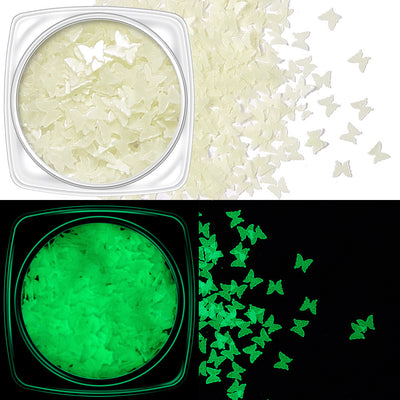 Polvo Luminoso con Lentejuelas y Stickers de Mariposas para Uñas - Image 2