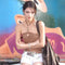 Top Halter Leopardo Ajustado con Encaje y Hombros Descubiertos