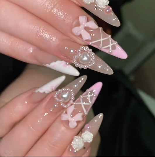 Esmalte de Uñas Perla Camelia Francés Blanco con Moño Dulce - Image 7