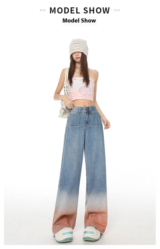 Pantalones Vaqueros Cintura Alta Pierna Ancha Degradado - Ajuste Holgado para Mujer - Image 16