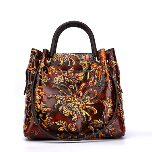 Bolsa Mensajera de Cuero Genuino con Relieve 3D para Mujer - Image 5