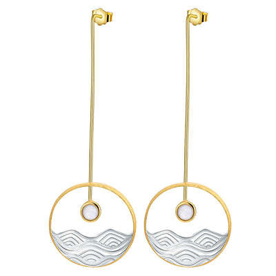 Aretes de Plata Esterlina 925 Concha Amanecer del Mar para Mujer - Image 9