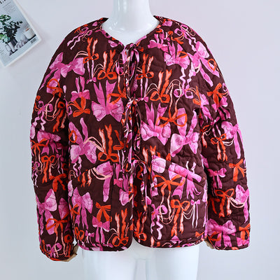 Chaqueta con Lazo Estampado, Cuello Redondo y Cordones Reversible - Image 15