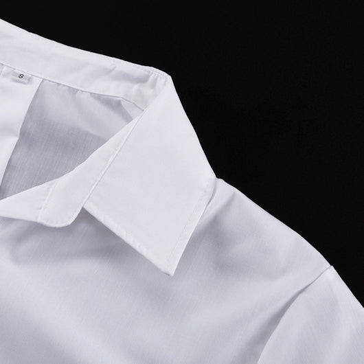 Vestido Sastre Blanco con Solapas y Mangas Largas de Cintura Alta - Image 28