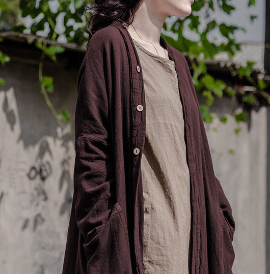 Cardigan Suelto de Lino y Algodón para Otoño e Invierno - Estilo Artístico Versátil - Image 5
