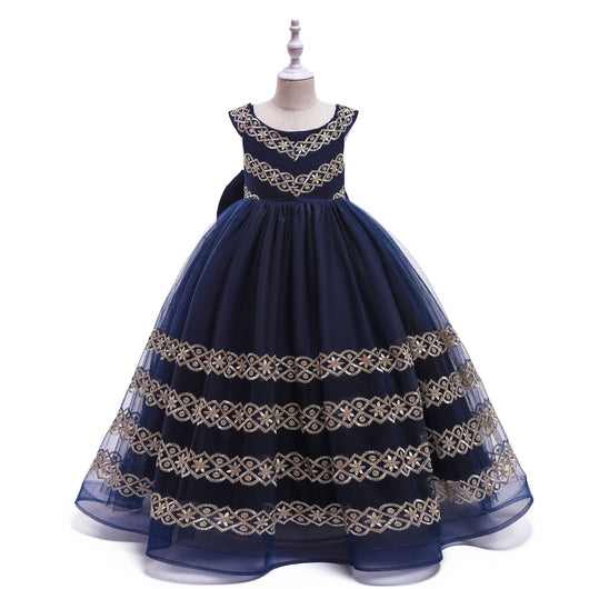 Vestido Princesa Niña Largo Bordado Liso - Image 2