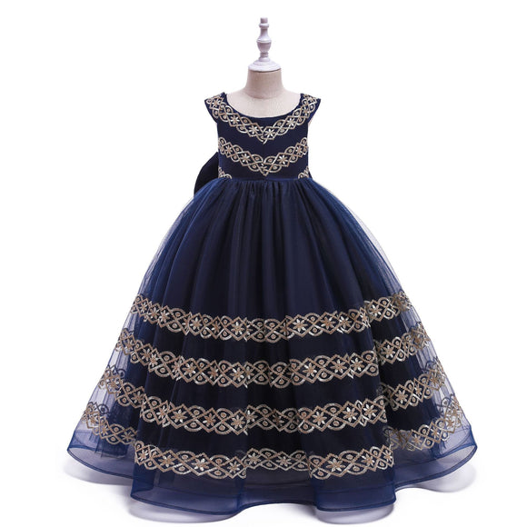 Vestido Princesa Niña Largo Bordado Liso