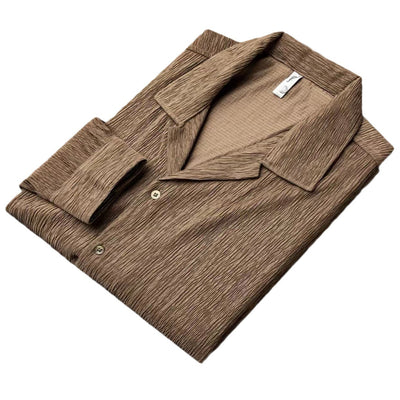 Camisa Manga Larga Cuello Cubano con Pliegues para Hombre - Image 5