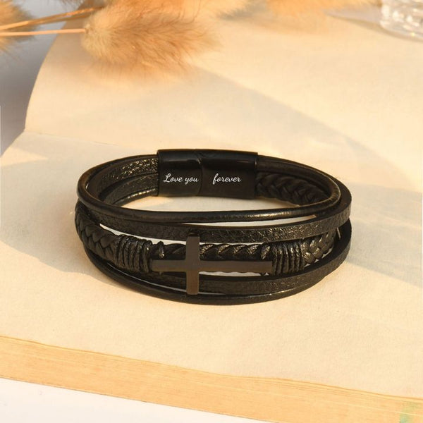 Pulsera de Acero Inoxidable con Cruz para Hombre