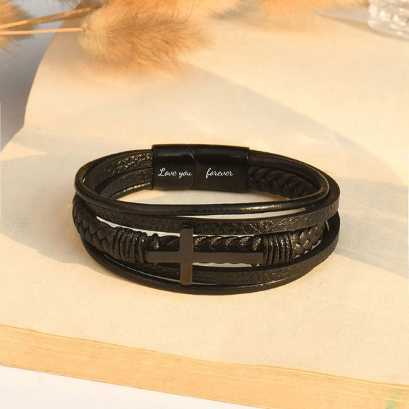 Pulsera de Acero Inoxidable con Cruz para Hombre