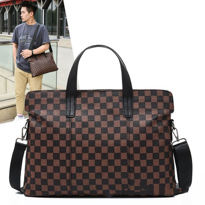Bolso Messenger Ejecutivo a Cuadros con Bandolera Horizontal - Image 12