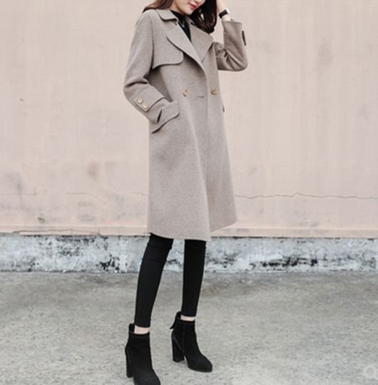 Abrigo de Lana Estilo Hepburn Largo Medio para Mujer - Image 7
